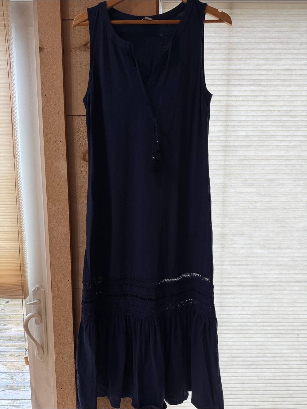 Tommy Bahama Navy Sleeveless Maxi Dress with Tassel Tie